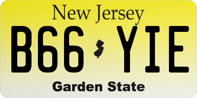 NJ license plate B66YIE
