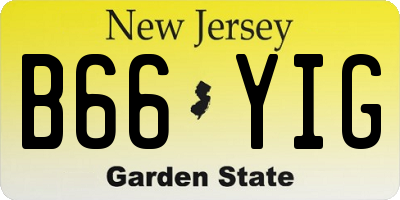 NJ license plate B66YIG