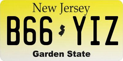 NJ license plate B66YIZ