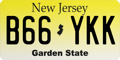 NJ license plate B66YKK