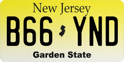 NJ license plate B66YND