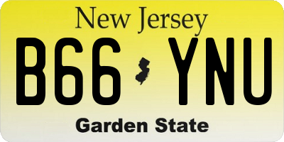 NJ license plate B66YNU