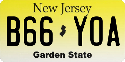 NJ license plate B66YOA