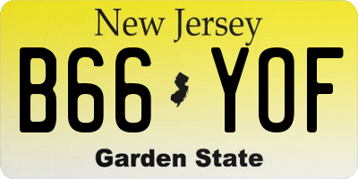 NJ license plate B66YOF