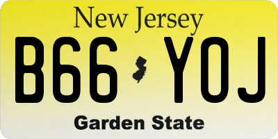 NJ license plate B66YOJ