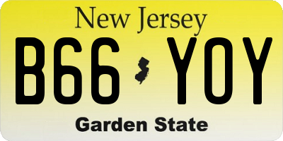 NJ license plate B66YOY