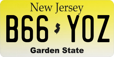 NJ license plate B66YOZ