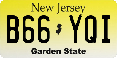 NJ license plate B66YQI