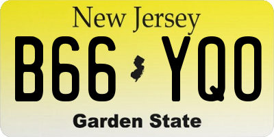 NJ license plate B66YQO