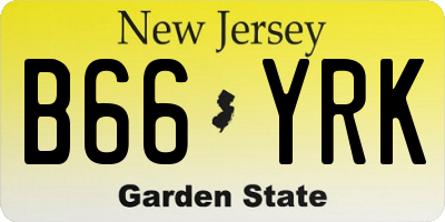NJ license plate B66YRK