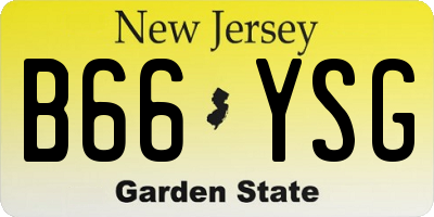 NJ license plate B66YSG