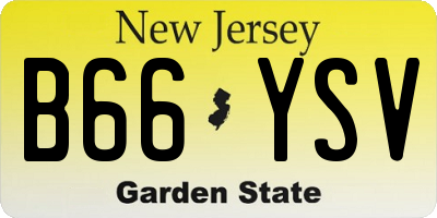 NJ license plate B66YSV