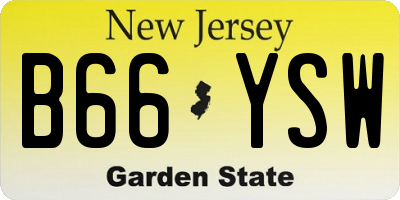 NJ license plate B66YSW