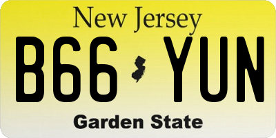 NJ license plate B66YUN