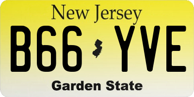NJ license plate B66YVE