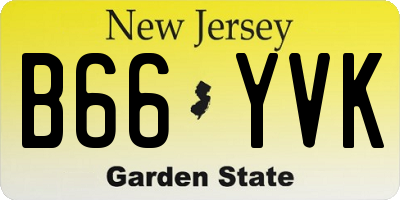 NJ license plate B66YVK