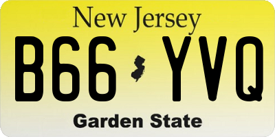 NJ license plate B66YVQ