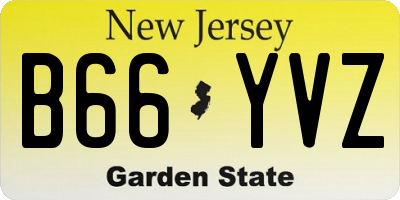 NJ license plate B66YVZ