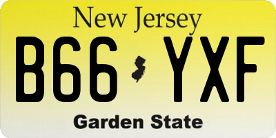 NJ license plate B66YXF