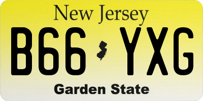 NJ license plate B66YXG