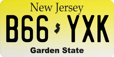 NJ license plate B66YXK