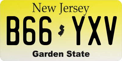 NJ license plate B66YXV
