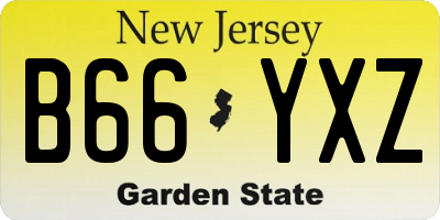 NJ license plate B66YXZ