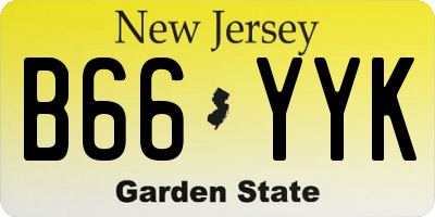 NJ license plate B66YYK