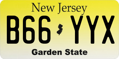 NJ license plate B66YYX