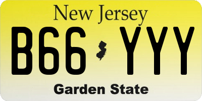 NJ license plate B66YYY
