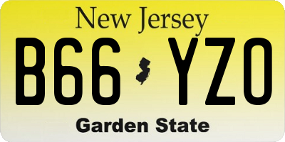NJ license plate B66YZO