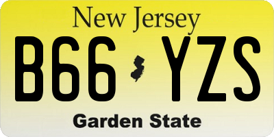 NJ license plate B66YZS