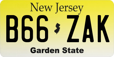 NJ license plate B66ZAK