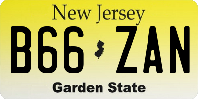 NJ license plate B66ZAN