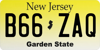 NJ license plate B66ZAQ