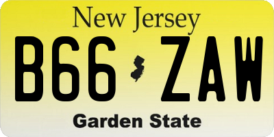 NJ license plate B66ZAW