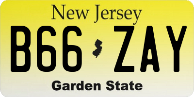NJ license plate B66ZAY