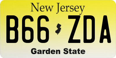 NJ license plate B66ZDA