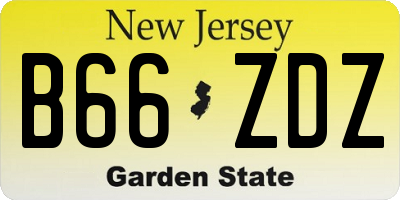 NJ license plate B66ZDZ
