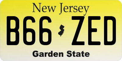 NJ license plate B66ZED