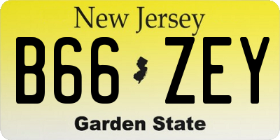 NJ license plate B66ZEY