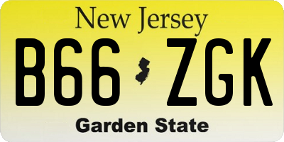 NJ license plate B66ZGK