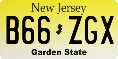 NJ license plate B66ZGX