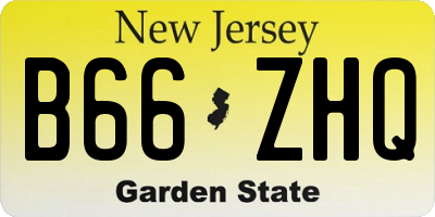 NJ license plate B66ZHQ