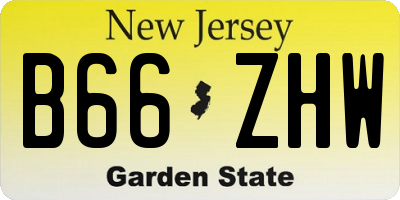 NJ license plate B66ZHW