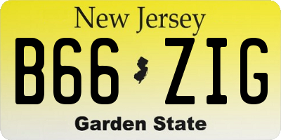 NJ license plate B66ZIG