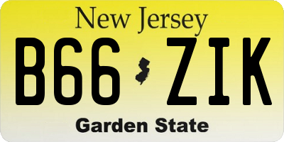 NJ license plate B66ZIK
