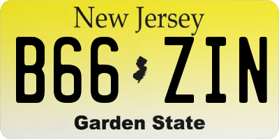 NJ license plate B66ZIN