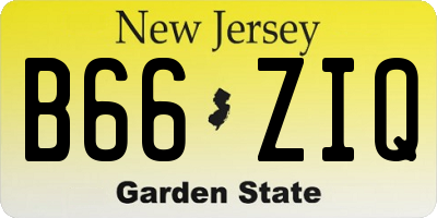 NJ license plate B66ZIQ