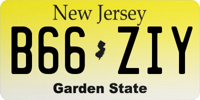 NJ license plate B66ZIY